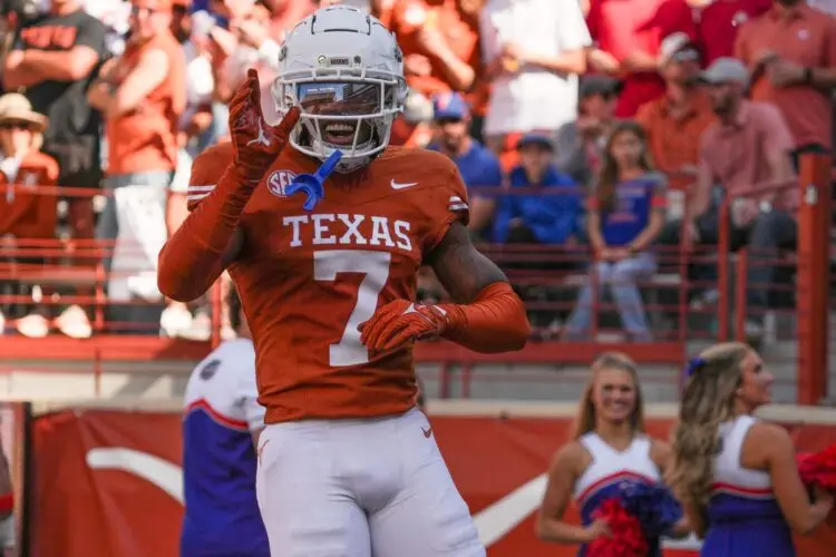 Texas Longhorns defensive back Jahdae Barron (7) reacts to a play during the Longhorns' game against the Florida Gators, Nov. 9, 2024 at Darrell K. Royal Texas Memorial Stadium in Austin. Photo: Mikala Compton/American-Statesman / USA TODAY NETWORK via Imagn Images