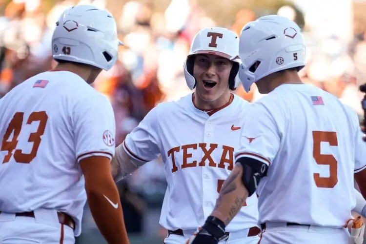 Texas Longhorns infielder Cole Chamberlain (52) runs home after a home run during the annual Texas baseball alumni game at UFCU Disch-Falk Field on Saturday, Feb. 1, 2025. Photo: Aaron E. Martinez/American-Statesman / USA TODAY NETWORK via Imagn Images