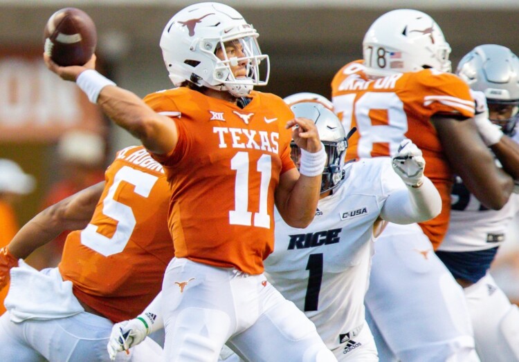 RECAP: Texas Routs Rice 58-0 behind Robinson, Johnson rushing attack