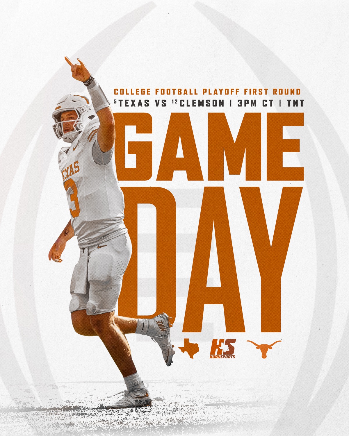 CFP GAME DAY No. 5 Texas Longhorns versus No. 12 Clemson Tigers